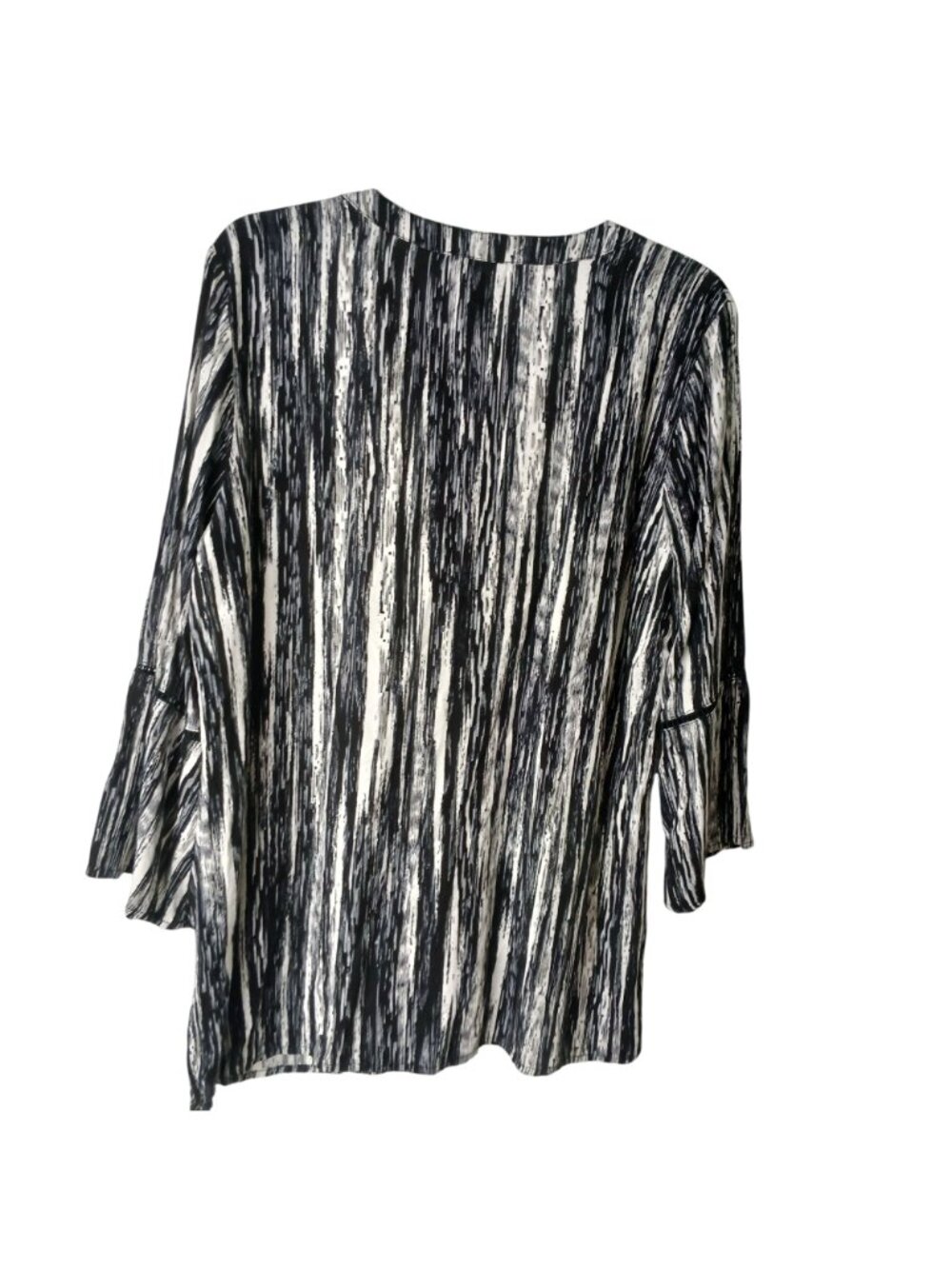 Gloria Vanderbilt Women's Large Nova Flutter Sleeve Blouse Black White #D-37 - Picture 2 of 7